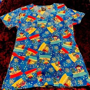 Zoe+Chloe Scrub top Christmas 🎄 snowman ☃️♥️